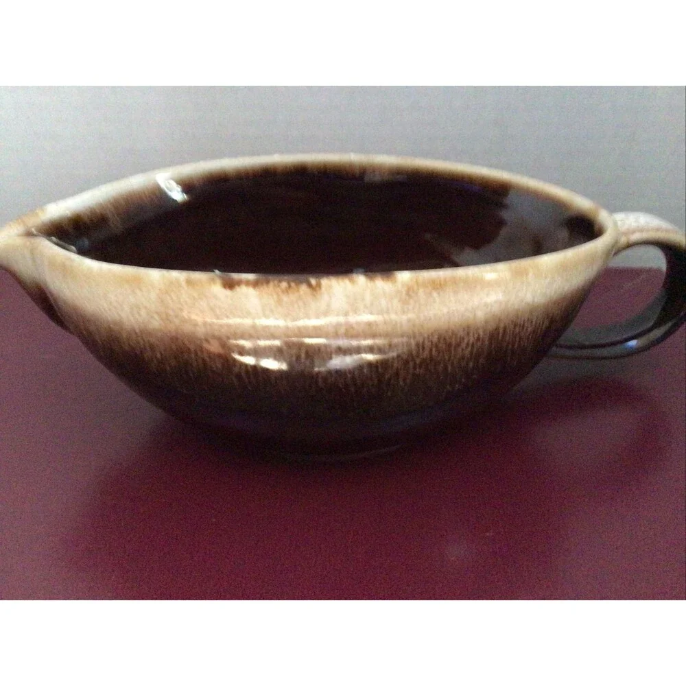 Vintage McCoy USA Pottery 7128 Brown Glaze Gravy Bowl 8